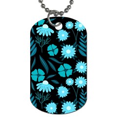 Flower Nature Blue Black Art Pattern Floral Dog Tag (two Sides) by Uceng