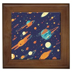 Space Galaxy Planet Universe Stars Night Fantasy Framed Tile by Uceng