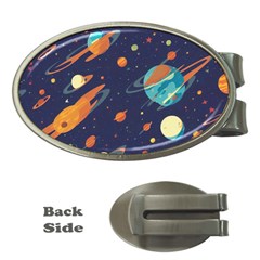 Space Galaxy Planet Universe Stars Night Fantasy Money Clips (oval)  by Uceng