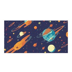 Space Galaxy Planet Universe Stars Night Fantasy Satin Wrap 35  X 70  by Uceng