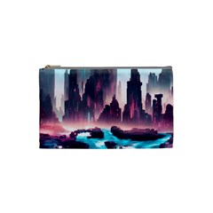 Urban City Cyberpunk River Cyber Tech Future Cosmetic Bag (small) by Uceng