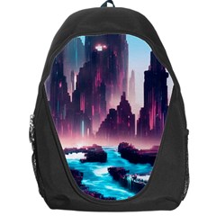 Urban City Cyberpunk River Cyber Tech Future Backpack Bag by Uceng