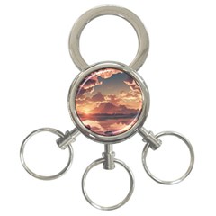 Sunset River Sky Clouds Nature Nostalgic Mountain 3-ring Key Chain by Uceng