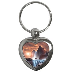 Water Waterfall Nature River Lake Planet Fantasy Key Chain (heart) by Uceng