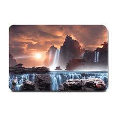 Water Waterfall Nature River Lake Planet Fantasy Small Doormat by Uceng