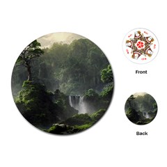 Waterfall River Fantasy Dream Planet Matte Playing Cards Single Design (round) by Uceng