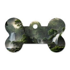 Waterfall River Fantasy Dream Planet Matte Dog Tag Bone (one Side)