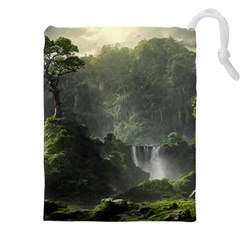 Waterfall River Fantasy Dream Planet Matte Drawstring Pouch (5xl) by Uceng