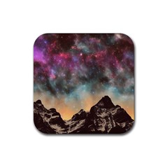 Mountain Space Galaxy Stars Universe Astronomy Rubber Coaster (square) by Uceng