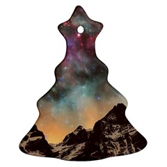 Mountain Space Galaxy Stars Universe Astronomy Christmas Tree Ornament (two Sides) by Uceng