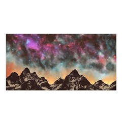 Mountain Space Galaxy Stars Universe Astronomy Satin Shawl 45  X 80  by Uceng