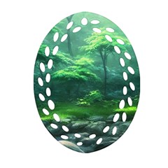 River Forest Woods Nature Rocks Japan Fantasy Oval Filigree Ornament (two Sides) by Uceng