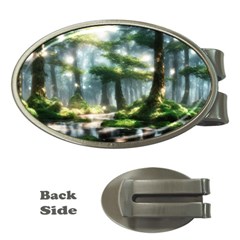Forest Wood Nature Lake Swamp Water Trees Money Clips (oval)  by Uceng