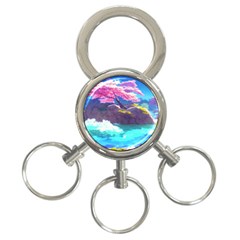 Fantasy Japan Mountains Cherry Blossoms Nature 3-ring Key Chain by Uceng