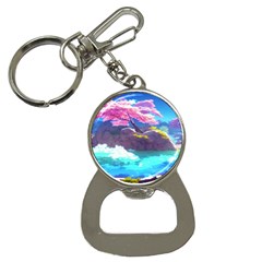 Fantasy Japan Mountains Cherry Blossoms Nature Bottle Opener Key Chain by Uceng