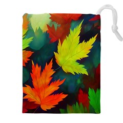 Leaves Foliage Autumn Nature Forest Fall Drawstring Pouch (5xl) by Uceng