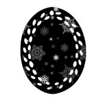 Christmas Snowflake Seamless Pattern With Tiled Falling Snow Oval Filigree Ornament (Two Sides) Front