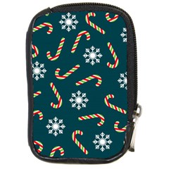 Christmas Seamless Pattern With Candies Snowflakes Compact Camera Leather Case by Uceng