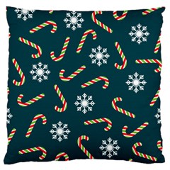 Christmas Seamless Pattern With Candies Snowflakes Large Flano Cushion Case (one Side) by Uceng