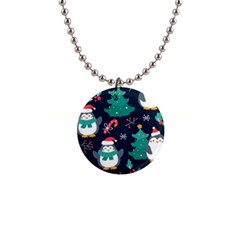 Colorful Funny Christmas Pattern 1  Button Necklace