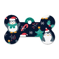 Colorful Funny Christmas Pattern Dog Tag Bone (Two Sides)