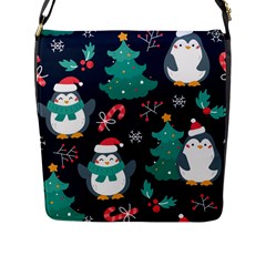 Colorful Funny Christmas Pattern Flap Closure Messenger Bag (L)