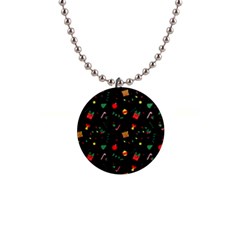 Christmas Pattern Texture Colorful Wallpaper 1  Button Necklace by Uceng