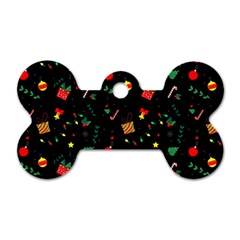 Christmas Pattern Texture Colorful Wallpaper Dog Tag Bone (one Side) by Uceng