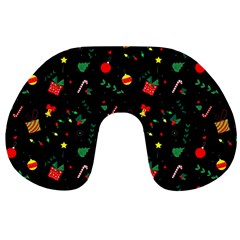 Christmas Pattern Texture Colorful Wallpaper Travel Neck Pillow by Uceng