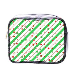 Christmas Paper Stars Pattern Texture Background Colorful Colors Seamless Mini Toiletries Bag (one Side) by Uceng