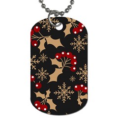 Christmas Pattern With Snowflakes Berries Dog Tag (two Sides) by Uceng