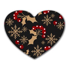 Christmas Pattern With Snowflakes Berries Heart Mousepad by Uceng