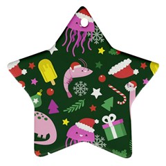 Dinosaur Colorful Funny Christmas Pattern Ornament (Star)