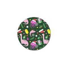 Dinosaur Colorful Funny Christmas Pattern Golf Ball Marker by Uceng