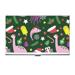 Dinosaur Colorful Funny Christmas Pattern Business Card Holder