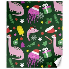 Dinosaur Colorful Funny Christmas Pattern Canvas 8  x 10 