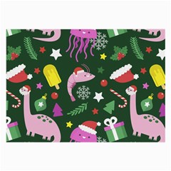 Dinosaur Colorful Funny Christmas Pattern Large Glasses Cloth