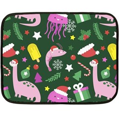 Dinosaur Colorful Funny Christmas Pattern Double Sided Fleece Blanket (Mini)