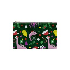 Dinosaur Colorful Funny Christmas Pattern Cosmetic Bag (Small)