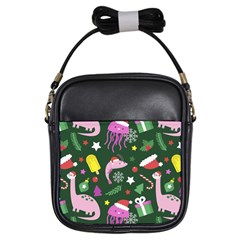 Dinosaur Colorful Funny Christmas Pattern Girls Sling Bag