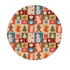 Cute Christmas Seamless Pattern Vector  - Mini Round Pill Box by Uceng