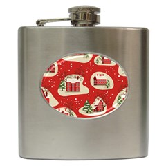 Christmas New Year Seamless Pattern Hip Flask (6 Oz) by Uceng