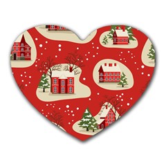 Christmas New Year Seamless Pattern Heart Mousepad by Uceng