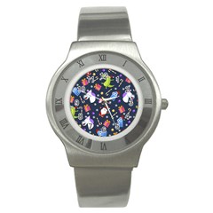 Colorful Funny Christmas Pattern Stainless Steel Watch by Uceng