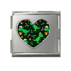 Christmas Funny Pattern Dinosaurs Mega Link Heart Italian Charm (18mm) by Uceng