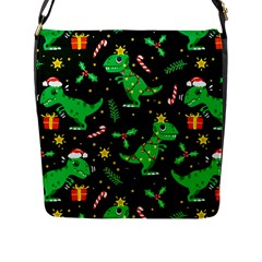 Christmas Funny Pattern Dinosaurs Flap Closure Messenger Bag (l) by Uceng