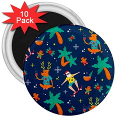 Colorful Funny Christmas Pattern 3  Magnets (10 pack) 