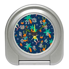 Colorful Funny Christmas Pattern Travel Alarm Clock by Uceng