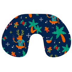 Colorful Funny Christmas Pattern Travel Neck Pillow by Uceng