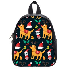 Funny Christmas Pattern Background School Bag (small) by Uceng